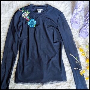 EUC Cache Vintage Y2K Sheer Embroidered Blouse Top